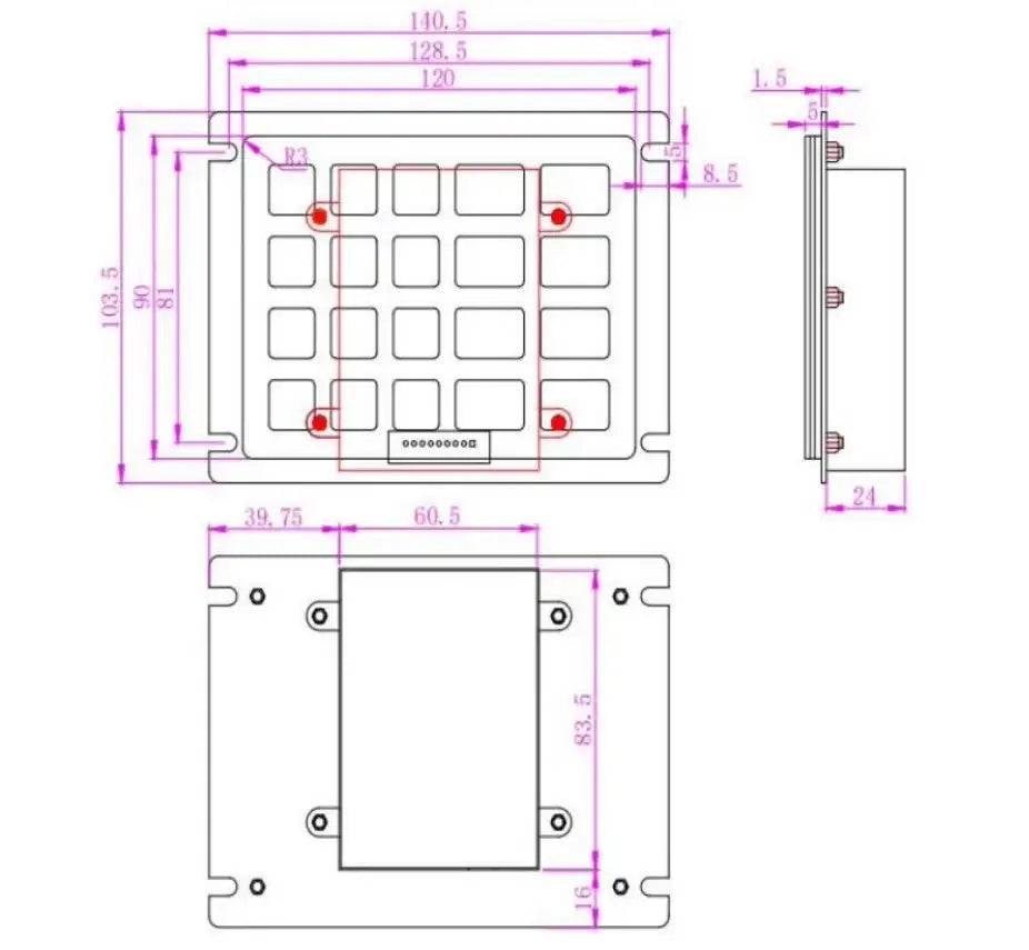 4x5 20 Keys Waterproof IP54 Industrial Metal Keypads Stainless Steel Keyboards For Kiosk Gas Dispenser
