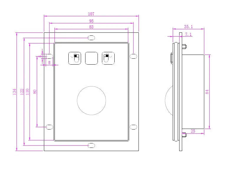 Embedded Mechanical Trackball Mouse USB PS2 Panel Mount 38mm Metal Rollerball Industrial Pointing Device