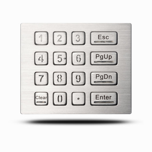 16 Keys Industrial Vandal Proof IP65 Waterproof LED Backlight 4 x 4 USB Numeric Metal Keypad