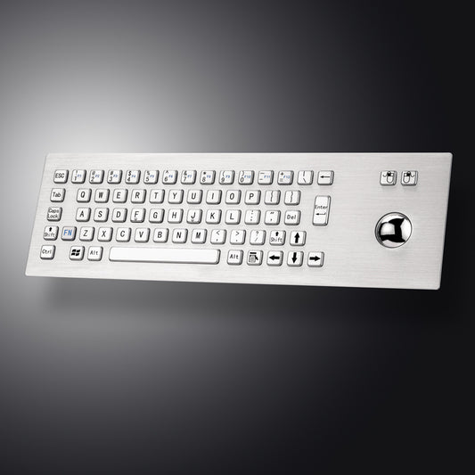 67Keys Panel Mount USB Industrial Stainless Steel Metal Rugged Keyboard With Trackball For Self Service Kiosk Laser Cutting Machine