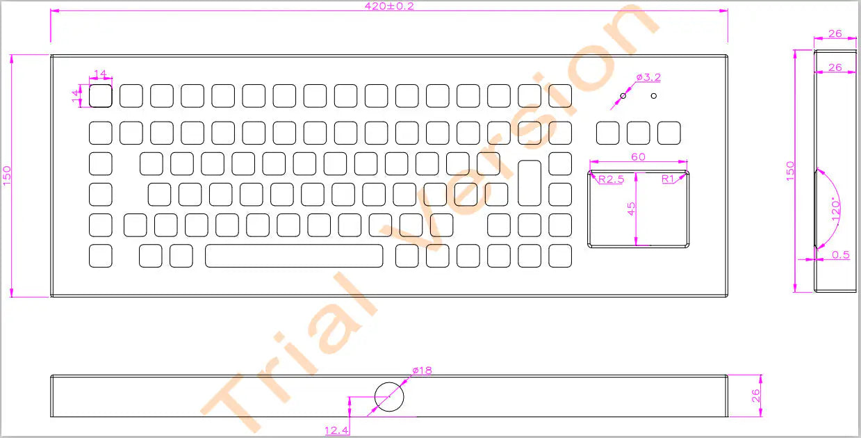 Heavy Duty 89Key Industrial Stainless Steel Integrated Touchpad Desktop Metal Keyboard For Coal Mine And Petrochemical Equipment