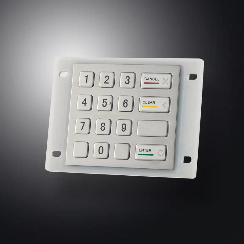 16 Keys Panel Mount Vandal Proof Rugged Metal Keypad With Waterproof Silicone Cover