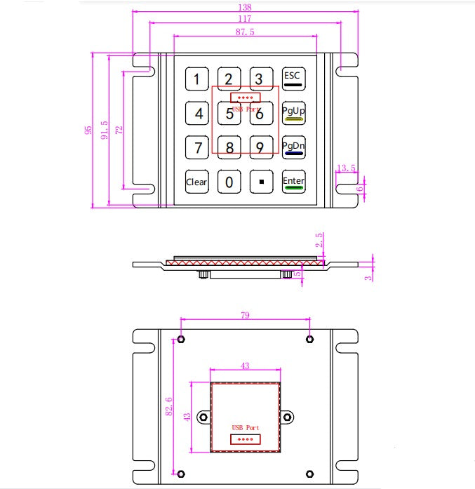 16 Keys Waterproof And Dustproof Induction Keyboard Panel Mount Capacitive Touch Keypad For Parcel Locker Access Control