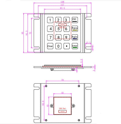 16 Keys Waterproof And Dustproof Induction Keyboard Panel Mount Capacitive Touch Keypad For Parcel Locker Access Control