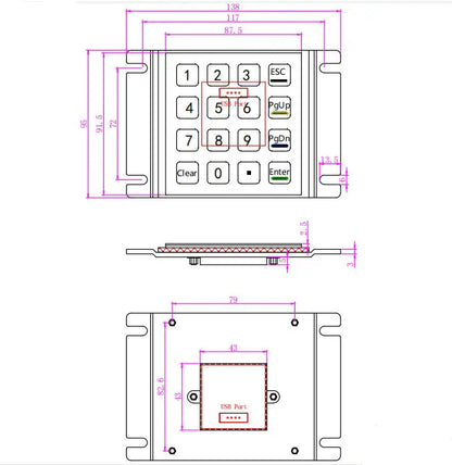 16 Keys Waterproof And Dustproof Induction Keyboard Panel Mount Capacitive Touch Keypad For Parcel Locker Access Control