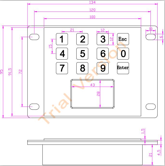Industrial Stainless Steel IP65 Waterproof 12 Keys Metal Numeric Keypad With Touchpad