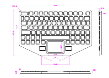 89 Keys Waterproof IP66 Dynamic Sealed and Ruggedized Silicone Rubber Keyboard With Tough Touchpad