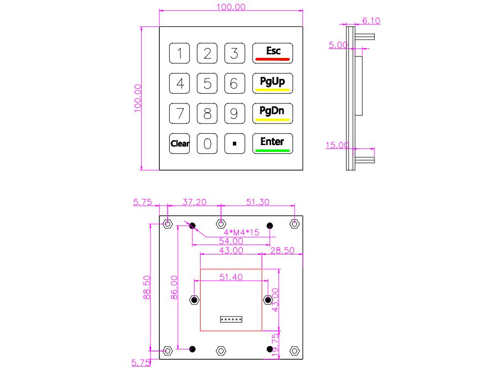 4x4 Metal Matrix Keypad IP65 Waterproof Industrial Keyboard Custom Numeric Stainless Steel Keypad ATM Vending Machine Keyboard