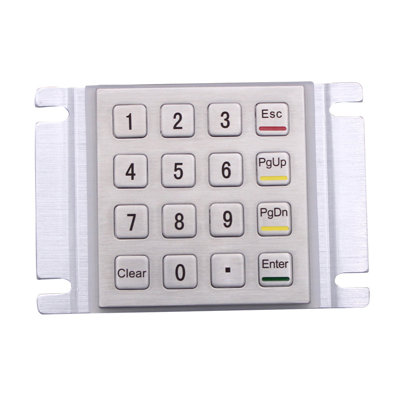Metal Keypad Vandal Proof Rugged Panel Mount Stainless Steel Keyboard for Kiosk USB Industrial Keyboard With 16 Keys 4x4 Matrix
