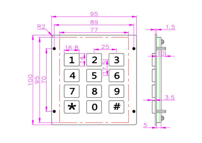 Industrial Waterproof Metal Led Backlit Illuminated Keypads With 12 Keys Backlight Metal Keyboard