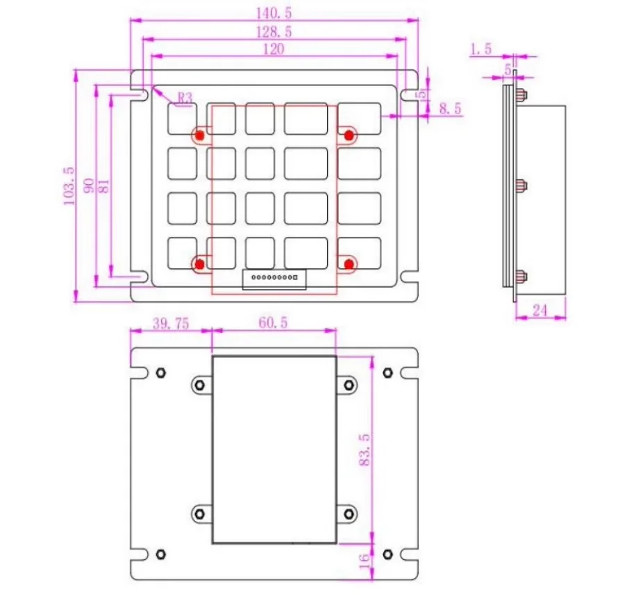 4x5 20 Keys Waterproof IP54 Industrial Metal Keypads Stainless Steel Keyboards For Kiosk Gas Dispenser