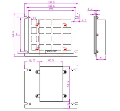 4x5 20 Keys Waterproof IP54 Industrial Metal Keypads Stainless Steel Keyboards For Kiosk Gas Dispenser