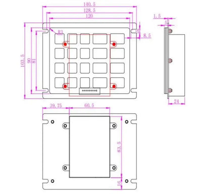 4x5 20 Keys Waterproof IP54 Industrial Metal Keypads Stainless Steel Keyboards For Kiosk Gas Dispenser