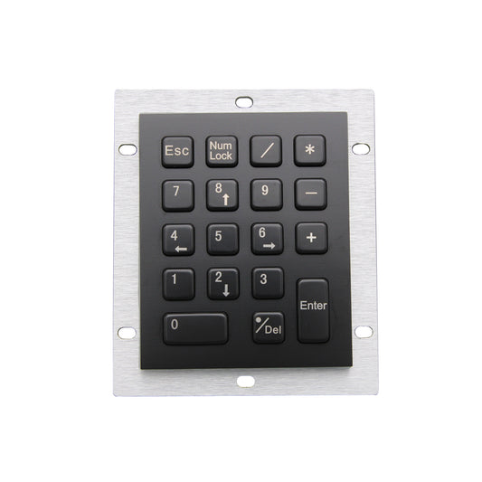 Black 18 Keys IP65 Compact Vandal Proof Stainless Steel Industrial Metal Numeric Keypad