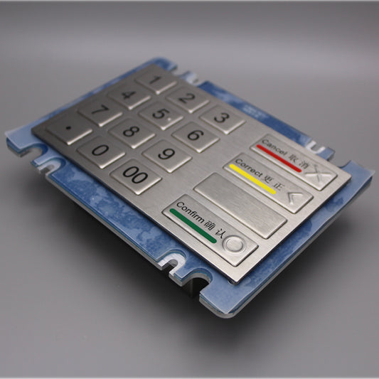 16 Key Button ATM Type Ruggedised IK07 Vandal-Resistant And Stainless Steel Kiosk Waterproof IP54 Metal Numeric Keypad