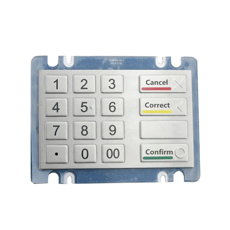 16 Key Button ATM Type Ruggedised IK07 Vandal-Resistant And Stainless Steel Kiosk Waterproof IP54 Metal Numeric Keypad