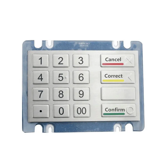 16 Key Button ATM Type Ruggedised IK07 Vandal-Resistant And Stainless Steel Kiosk Waterproof IP54 Metal Numeric Keypad