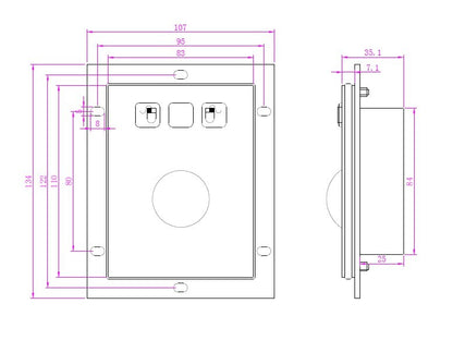 Embedded Mechanical Trackball Mouse USB PS2 Panel Mount 38mm Metal Rollerball Industrial Pointing Device