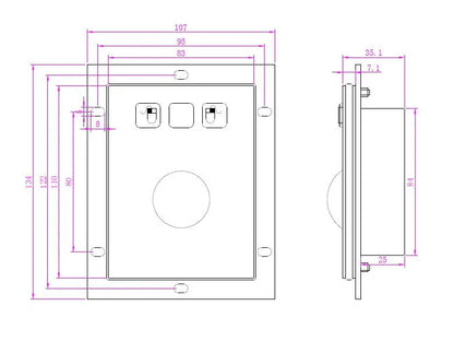 Embedded Mechanical Trackball Mouse USB PS2 Panel Mount 38mm Metal Rollerball Industrial Pointing Device