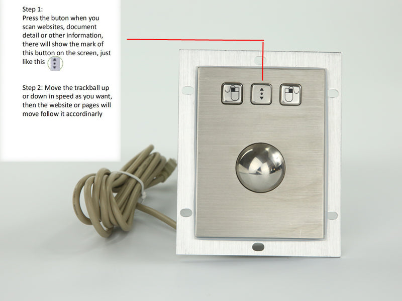 Embedded Mechanical Trackball Mouse USB PS2 Panel Mount 38mm Metal Rollerball Industrial Pointing Device