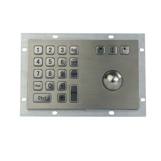 18 Keys Rugged Vandal-Proof Industrial Keyboard Metal Numeric Keypad With Trackball