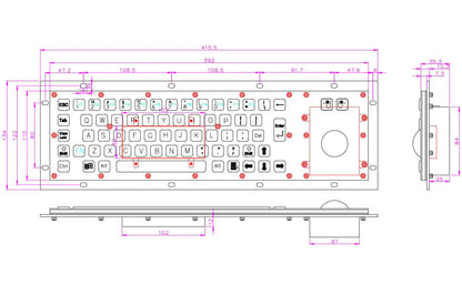 Professional IP65 Vandal Resistant Stainless Steel Metallic Keyboard Waterproof