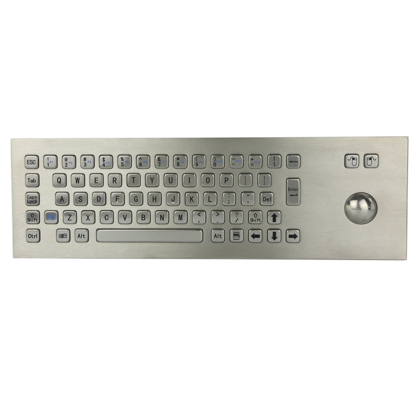 67Keys Panel Mount USB Industrial Stainless Steel Metal Rugged Keyboard With Trackball For Self Service Kiosk Laser Cutting Machine