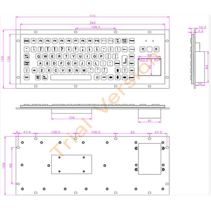 Embedded Mounting Waterproof Usb Industrial Metallic Stainless Steel Metal Keyboard With Trackpad Mouse