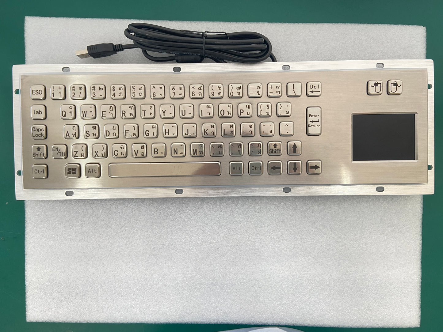 Panel Mount Waterproof IP65 Rugged Kiosk Wired USB PS2 Stainless Steel Metal Industrial Keyboard With Touchpad