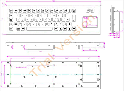 65 Keys IP65 Metal Industrial Stainless Steel USB Kiosk Keyboard With Touchpad For Ticket Vending Machine Control Cabinets