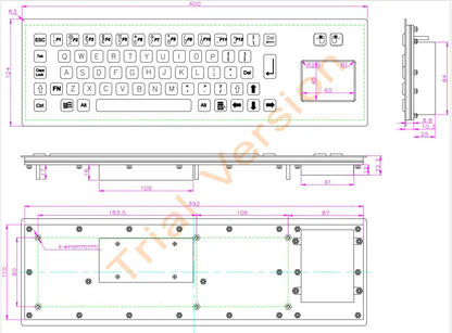 65 Keys IP65 Metal Industrial Stainless Steel USB Kiosk Keyboard With Touchpad For Ticket Vending Machine Control Cabinets