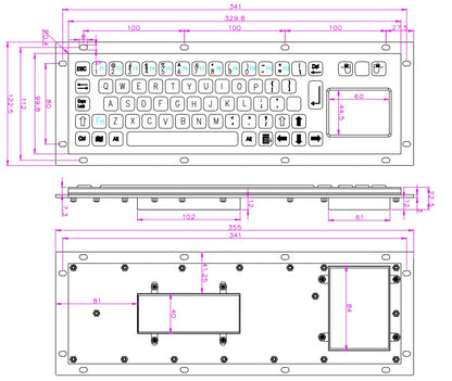 Custom Metal Industrial Touchpad Keyboards Brushed Stainless Steel Keyboard For Kiosks Medical CNC Machine Drone console