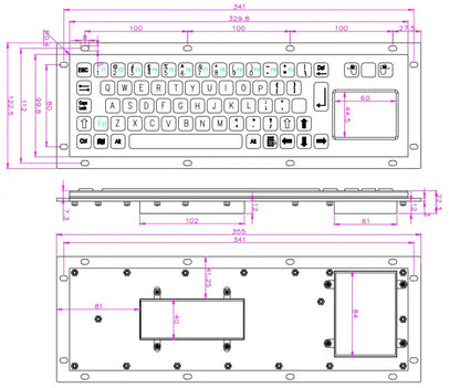 Custom Metal Industrial Touchpad Keyboards Brushed Stainless Steel Keyboard For Kiosks Medical CNC Router Drone console