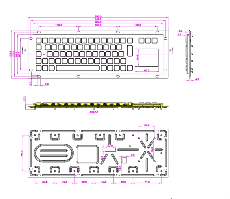 Ultra-thin IP65 Waterproof Rugged Industrial Metal Keyboards With Touchpad USB Interface For Self-Service Terminal Ship Console Simulator