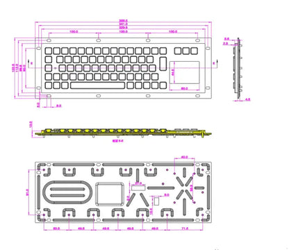Ultra-thin IP65 Waterproof Rugged Industrial Metal Keyboards With Touchpad USB Interface For Self-Service Terminal Ship Console Simulator