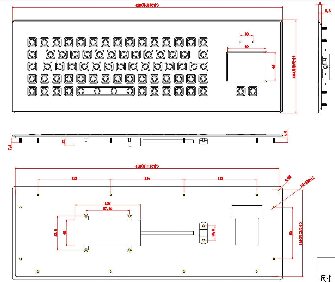 IP66 Waterproof Industrial Metal Medical Grade Ultra-thin Membrane Keyboard