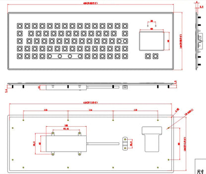 IP66 Waterproof Industrial Metal Medical Grade Ultra-thin Membrane Keyboard