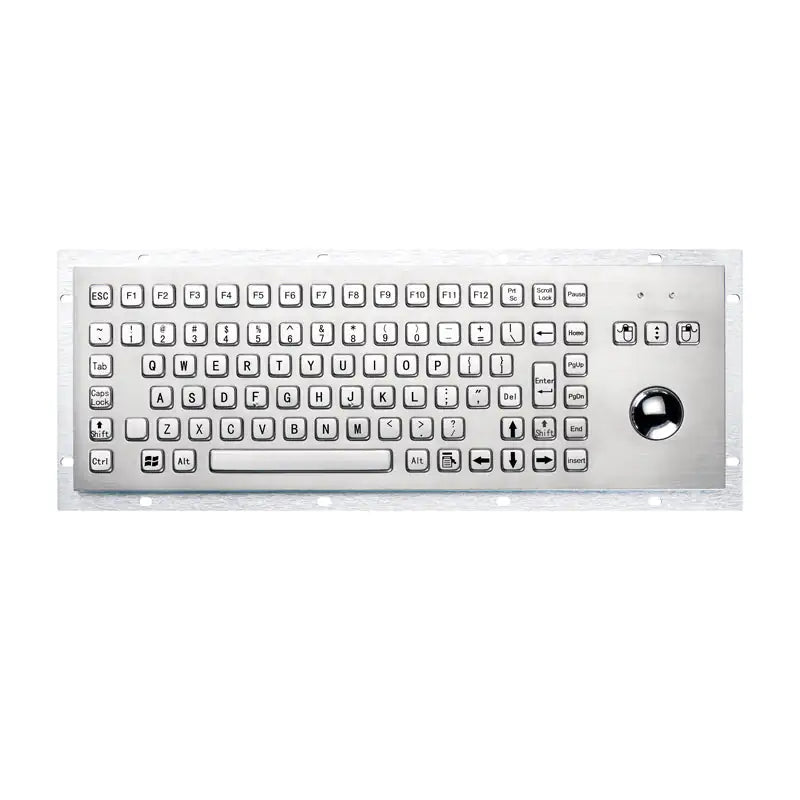 IP65 Metal Industrial Keyboards With Trackball 89 Keys Stainless Steel USB Rugged Keyboard For Self Service Kiosk