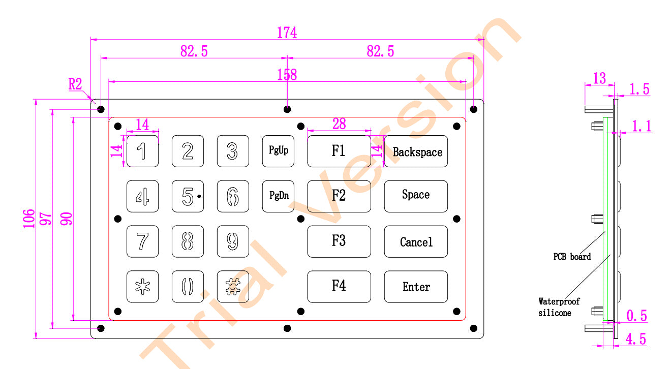 Metal USB Keyboard With 22 Keys Industrial Mini Stainless Steel Kiosk Keypad