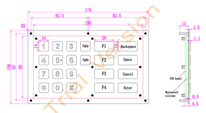 Metal USB Keyboard With 22 Keys Industrial Mini Stainless Steel Kiosk Keypad