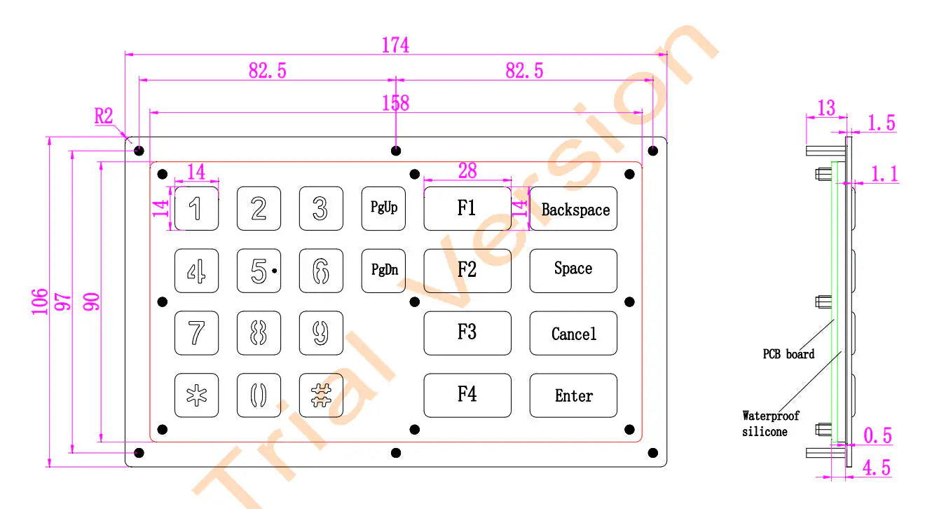 Metal USB Keyboard With 22 Keys Industrial Mini Stainless Steel Kiosk Keypad