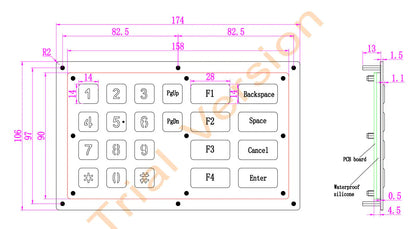 Metal USB Keyboard With 22 Keys Industrial Mini Stainless Steel Kiosk Keypad