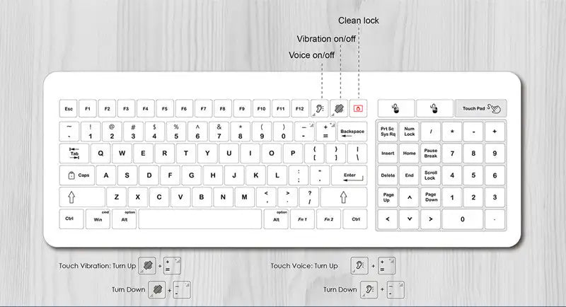 D45 USB Wired Medical Glass Keyboard IP67 Waterproof Touch Pad for Clinic Sickroom Interrogation Room