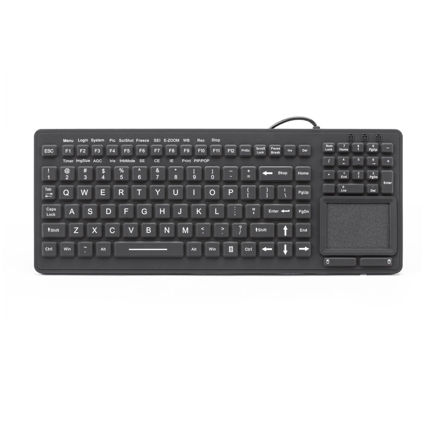 IP68 Waterproof Silicone Keyboard with Touchpad and Numeric Medical Keypad