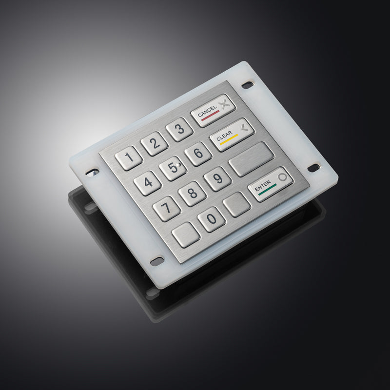 16 Keys Panel Mount Vandal Proof Rugged Metal Keypad With Waterproof Silicone Cover