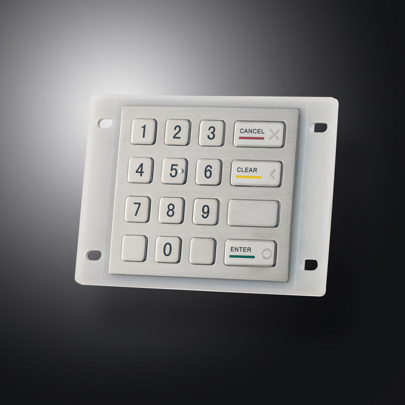 16 Keys Panel Mount Vandal Proof Rugged Metal Keypad With Waterproof Silicone Cover
