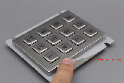 IP66 Waterproof outdoor keyboard Stainless Steel Industrial Keyboard With 12 keys Matrix Metal Keyboard Telephone Keypad