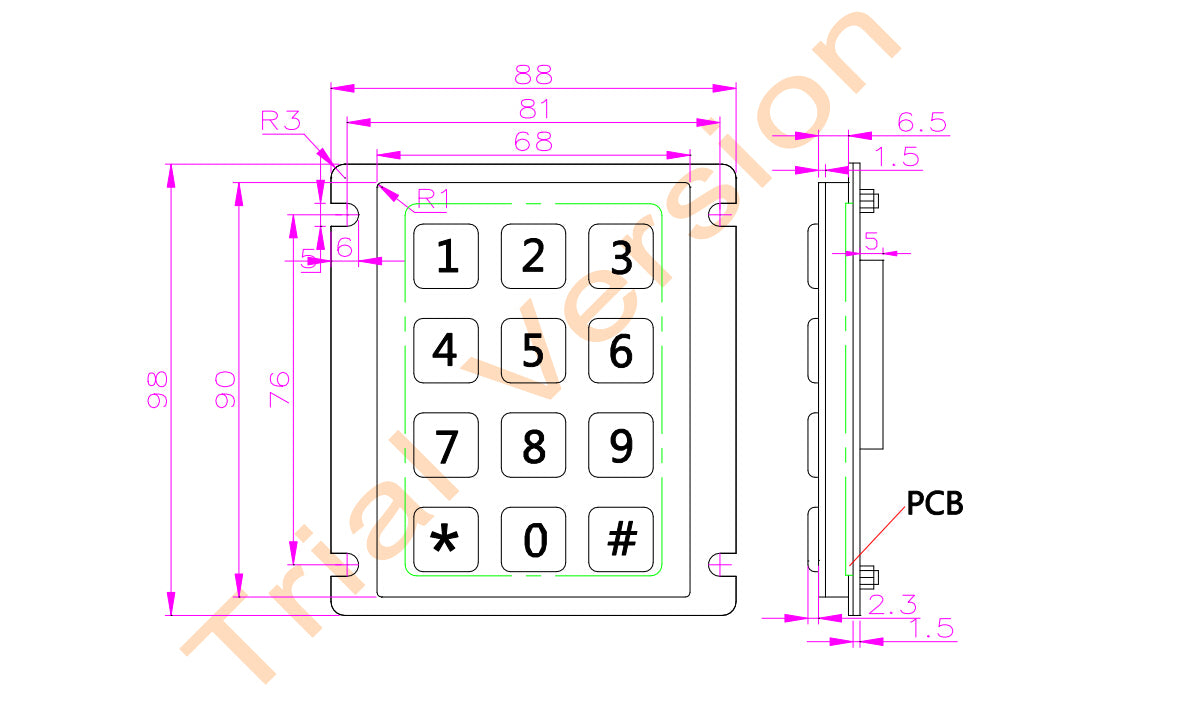 IP66 Waterproof outdoor keyboard Stainless Steel Industrial Keyboard With 12 keys Matrix Metal Keyboard Telephone Keypad
