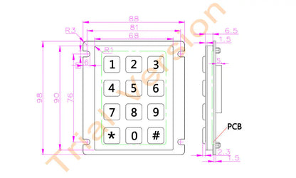 IP66 Waterproof outdoor keyboard Stainless Steel Industrial Keyboard With 12 keys Matrix Metal Keyboard Telephone Keypad