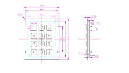USB Terminal Keyboards Waterproof Metal Numeric Keypad With 12 Keys For Access Control Parcel Locker